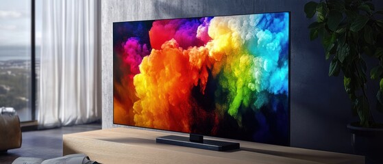 Ultra High Definition TV Displaying Vibrant Artistic Abstract Imagery