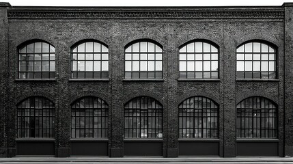 Dark Brick Facade with Arched Windows
