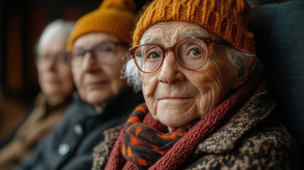 Elderly Women Gathering at Local Food Bank for Community Support and Togetherness