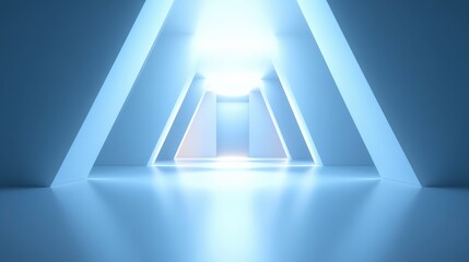 Abstract Light Blue Geometric Tunnel