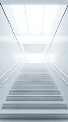 Fototapeta premium Ascending to Clarity, A Minimalist White Staircase Perspective