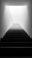 Obraz premium Monochrome Staircase Leading to a Bright Skylight with Contrasting Shadows