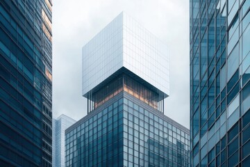 Obraz premium Blank Billboard Sign Mockup for Advertising in Urban Skyscraper Environment with Minimalist Design