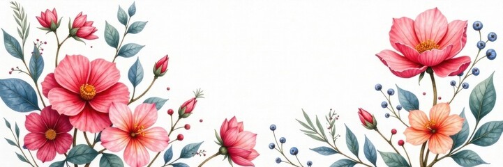 Watercolor floral motif on white background, design, art, abstract