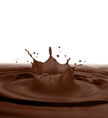 Yummy chocolate milk splashing on white background