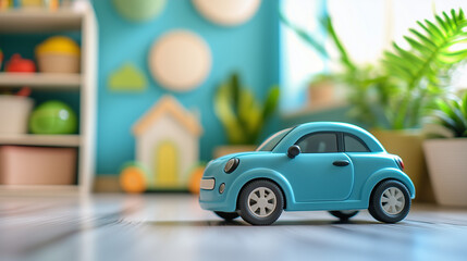 Toy car in a playful setting for Children's Day celebration  