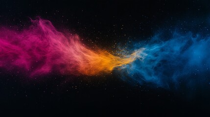 Obraz premium Abstract Cosmic Nebula Pink Orange Blue Smoke Cloud Vibrant Galaxy Background Design