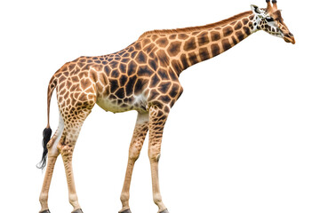 Naklejka premium Giraffe's Graceful Stride Across Savanna