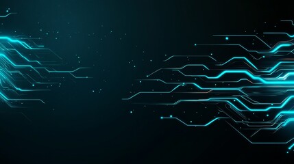 Abstract Futuristic Technology Background Digital Circuit Lines glowing blue design