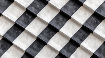 Abstract Black and White Diagonal Striped Steps Architectural Design