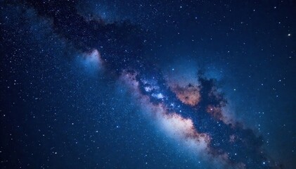 Vast Milky Way galaxy with countless stars and nebulae against a dark blue background, darkness, universe, night sky
