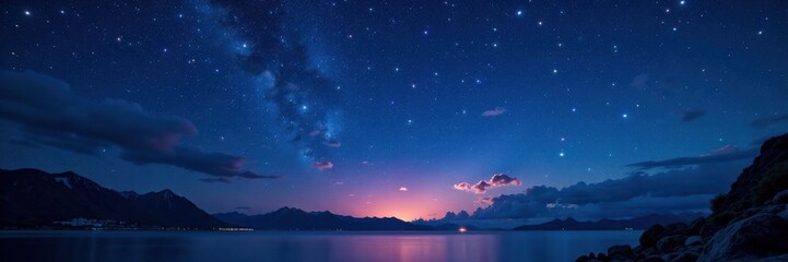 Fototapeta premium Twinkling stars in starry midnight, light, celestial, night