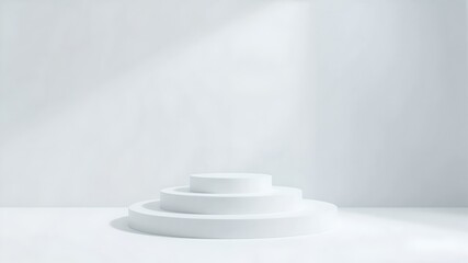 Empty podium or pedestal showcased on a white background featuring a box stand concept Blank product display shelf as a backdrop 3D rendering
