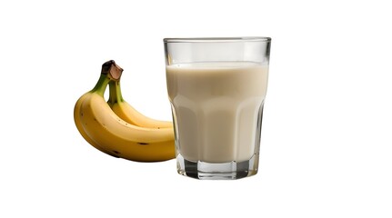 Glass of Banana Milk Beside Ripe Bananas..........