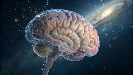 Fototapeta premium human brain rotation in biological background