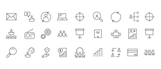 Collection of Vector Line Icons Related to HR Management. vector illustration