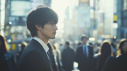 スーツで出勤する日本人男性