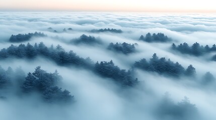 Misty Forest Aerial View.