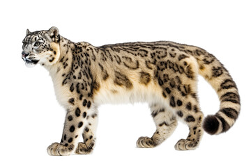 Fototapeta premium Elegant Snow Leopard on transparent background