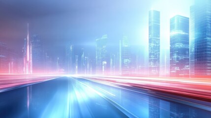 Fototapeta premium Futuristic Cityscape with Digital Trails