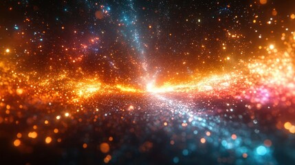 Radiant Golden Rays Abstract Digital Art Cosmic Explosion of Light