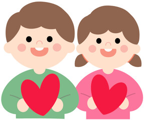 boy and girl with heart