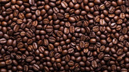 Obraz premium Close-up of roasted coffee beans texture