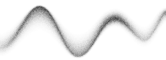 Grain wavy gradient texture. Black stippled flowing grit background. Grunge noise dot work wallpaper for banner, poster, brochure. Vector undulate sand backdrop with speckles, particles, granules