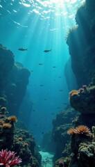School of fish swimming in ocean, marine life, seafood, ocean