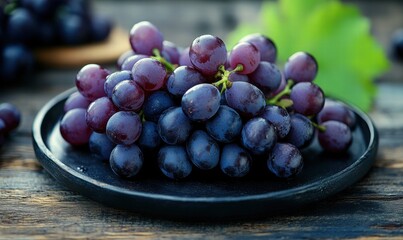 Grapes in a Bowl on a Wooden Table