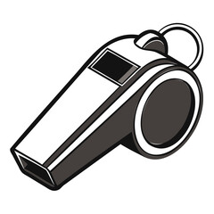 Simple Black Whistle Silhouette Vector Illustration | Transparent Background PNG