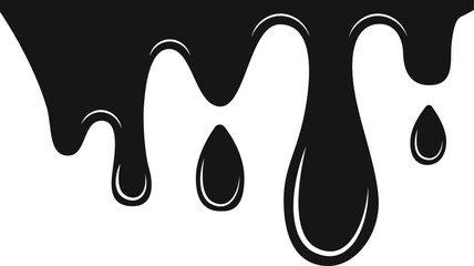 Flowing black oil forming a wave-like motion with dripping extensions.