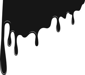 Black liquid shape depicting a leaking oil flow with a smooth drip effect.