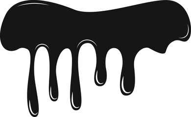 Black oil residue forming an irregular liquid shape with smooth drips.