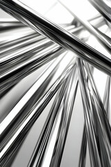 Abstract Metallic Tubes Intertwined: Shiny Chrome Cylinders in Gray Background