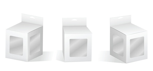 Set of Super Realistic White Box Mockup illustration Design isolated 