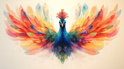 Fototapeta premium A Vibrant Colorful Peacock Displaying Its Gorgeous Feathers Beautifully