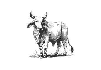 Brahman Cattle hand drawn sketch illustration vector