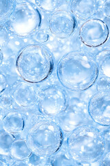 Close-up of translucent light blue spheres