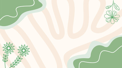 A Dreamy Abstract Floral Composition with Flowing Lines and Soft Pastel Hues of green. floral and flowing lines banner template