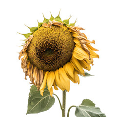 Bright Yellow Sunflower with Large Round Petals Isolated on Transparent Background