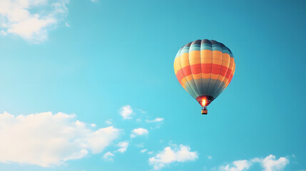 Fototapeta premium balloon, air, sky, hot, hot air balloon, flight, colorful, flying, fly, basket, ballooning, adventure, high, travel, fun, float, transportation, balloons, red, color, blue, sport, clouds, summer, ball