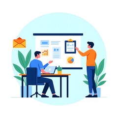 Flat Design Business Office Collaboration Scene