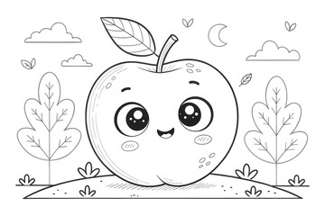 Vector Illustration Of Fruits Coloring Page