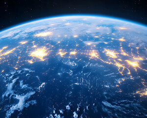 Obraz premium Earth's night lights illuminate continents from space