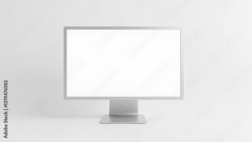 Poster modern minimalist computer monitor on white background for digital display and technology concepts