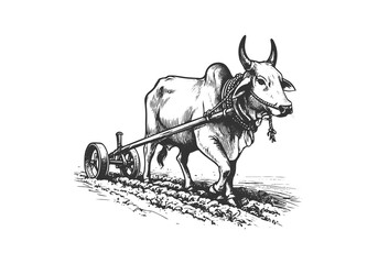 Brahman Cattle hand drawn sketch illustration vector