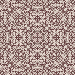 Obraz premium Elegant Brown Damask Seamless Pattern for Sophisticated Decorative Design . Vector illustration.