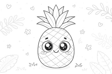 Naklejka premium Vector Illustration Of Fruits Coloring Page