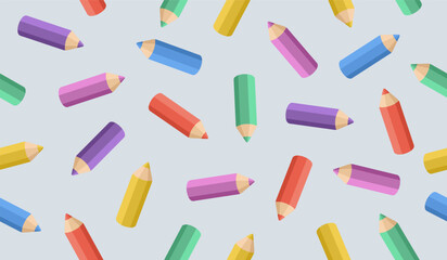Cute colored pencils pattern background vector design